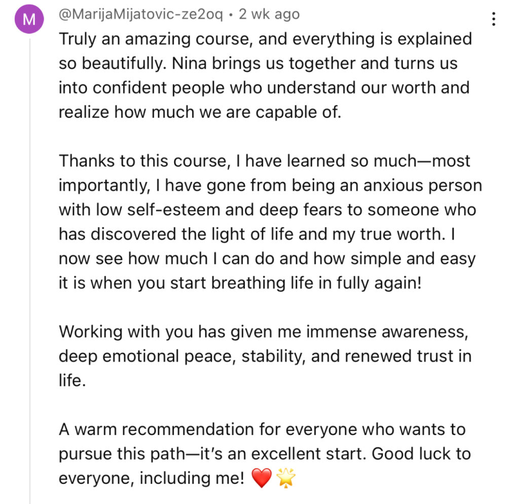 Marija's Testimonial