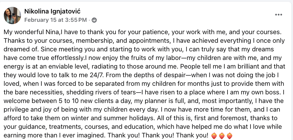 Nikolina's Testimonial